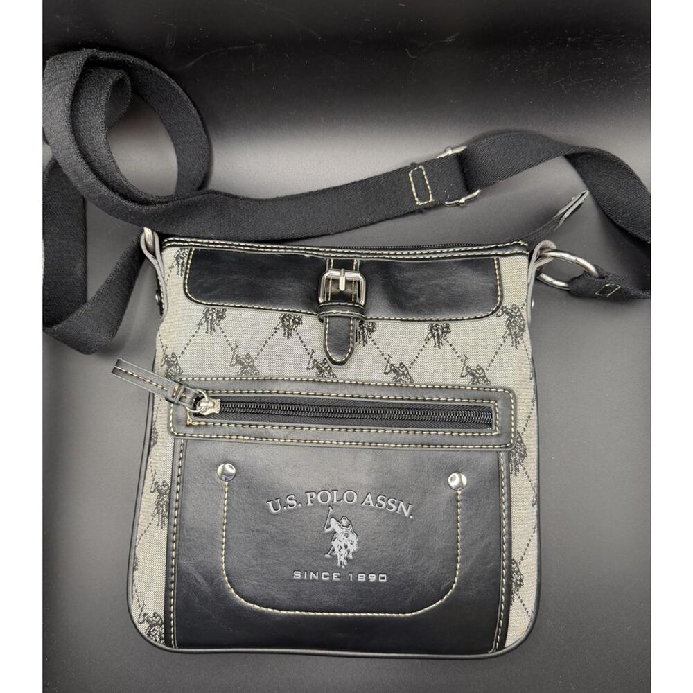 Polo Assn crossbody Messenger Shoulder Adjustable Bag Preppy Posh Purse Black